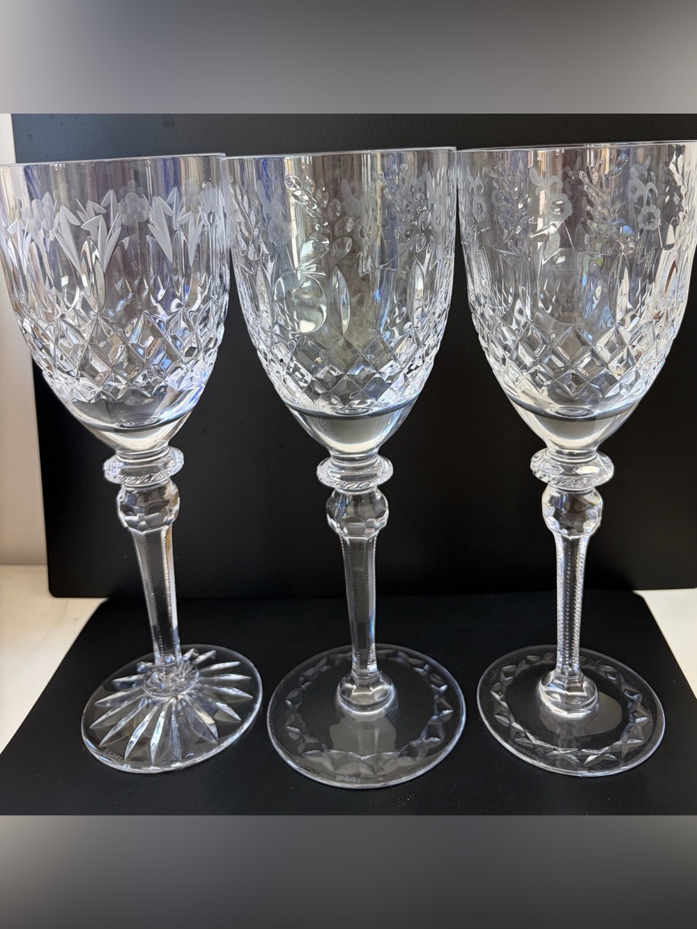 Rogaska Crystal Queen Tall Water Goblet Glass Set of 3